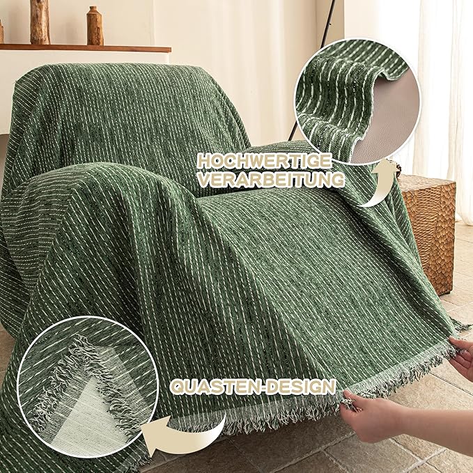 MYSKY HOME Oversized Armchair Couch Cover for 1 Cushion Couch, Washable Sofa Protector, Chair Couch Covers Sofa Covers Sofa Throws Sofa Slipcovers Futon Cover for Pet, Kid, 71"X91", Moss Green