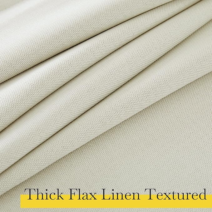 NICETOWN Faux Linen 100% Blackout Living Room Curtains 96 inches Long, Silver Grommet 2 Layers Window Treatment with White Liner Thermal Curtains for Bedroom, Vanilla, W52 x L96, 2 Panels