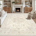 Area Rugs 9x12 Living Room: Vintage Boho Neutral Washable Rug Indoor Soft Large Area Rug Carpet for Bedroom Nursery Farmhouse Dining Room Office Floor Non-Slip Low Pile Under Table Rug Beige White