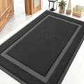 OLANLY Front Door Mat Indoor Outdoor Entrance, Waterproof All-Season, All-Weather Doormat, Sturdy Natural Rubber, Fade Resistant, Low Profile, Easy Clean Patio Porch Entryway Mat, 47x30, Black