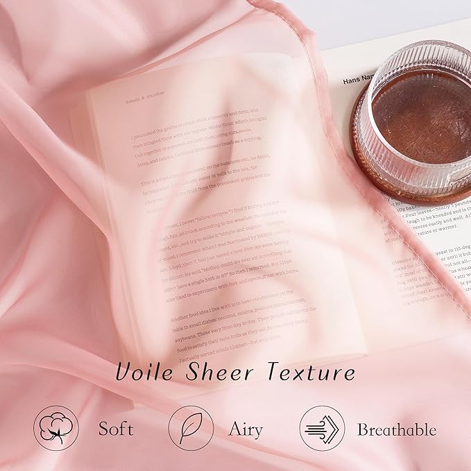 NICETOWN Voile Sheer Baby Pink Curtains for Girls Room, Grommet Light Filtering Sheer Window Treatments Airy & Elegant for Nursery/Bedroom, 2 Panels, W54 x L84