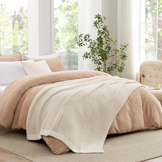 Snuggle Sac Buttery Ivory Bedding Blankets Twin Size 60x80, Super Soft Blankets Warm Cozy Knit Fuzzy Plush Blanket for Sofa, Bed, Living Room, Heather Ivory, 60x80 inches