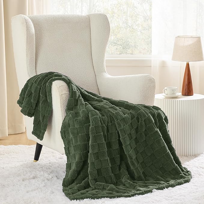 Bedsure GentleSoft Twin Blanket for Bed Bronze Green - Super Soft Cozy Spring Blankets for Kids Girls, Cute Fuzzy Fleece Throws for Bedroom Couch, 60x80 Inches