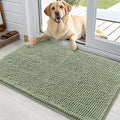 OLANLY Dog Door Mat for Muddy Paws 35x24, Absorbs Moisture and Dirt, Absorbent Non-Slip Washable Doormat, Quick Dry Chenille Mud Mat for Dogs, Entry Indoor Entryway Carpet for Inside Floor, Sage Green