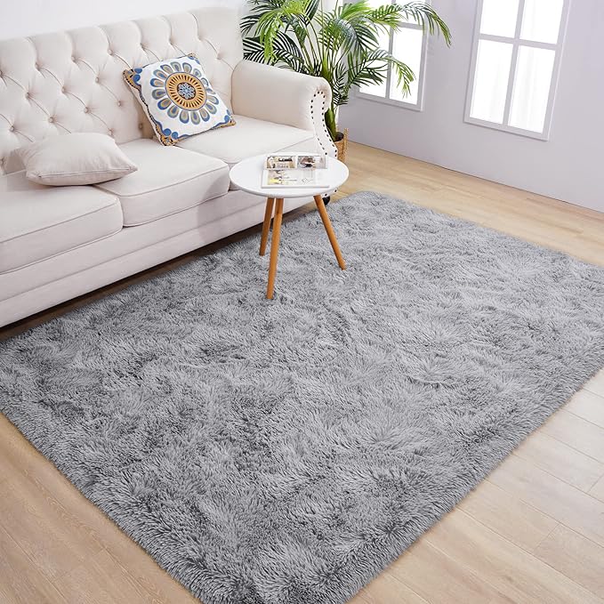Chicrug Soft Area Rugs for Bedroom Living Room Plush Fluffy Rug 4x6 Feet, Shag Furry Area Rug Carpet Non Shedding for Nursery Children Kids Girls Room Home Decorative, Grey