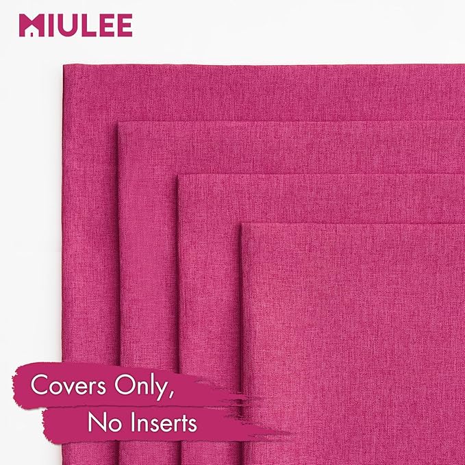 MIULEE Pack of 4 Decorative Outdoor Throw Pillow Covers Linen Waterproof Pillow Covers Farmhouse Cushion Cases for Patio Garden Tent Balcony Couch Sofa 18x18 inch Hot Pink