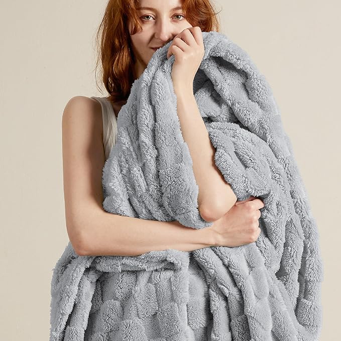Bedsure GentleSoft Blankets Queen Size for Bed - Super Soft Cozy Blanket for Kids Girls, Large Fuzzy Fleece Throw for Bedroom Decor, Silver Grey, 90x90 Inches