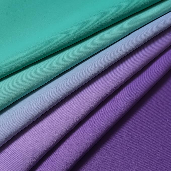 Yakamok Ombre Teal and Purple Curtains for Bedroom, Gradient Room Darkening Curtains 84 inches long,Grommet Thermal Insulated Light Blocking Window Drapes/Curtain for Living Room,52 x 84 Inch,2 Panels