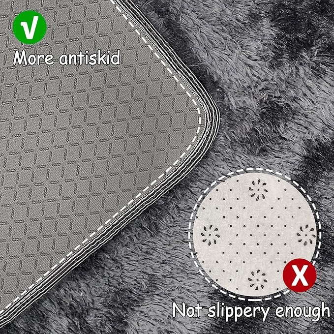 Tie-Dyed Runner Rug for Bedroom Black Grey 2x5ft Fluffy Area Rug Bedside Runner Rug for Kids Room Boys Teens Nursery Baby Living Room Dorm Home Decor Carpets