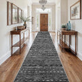 3x18 Washable Kitchen Runner Rug: Modern Moroccan Runners for Hallway Soft Non Slip Rugs with Rubber Backing Low Pile Thin Waterproof Floor Carpet for Entryway Bedroom Bathroom Indoor 3x18 Black