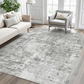 Abstract Rug 5x7 Machine Washable Area Indoor Grey White Low Pile Non-Slip Foldable Thin Accent Rugs for Bedroom Living Room Dining Room