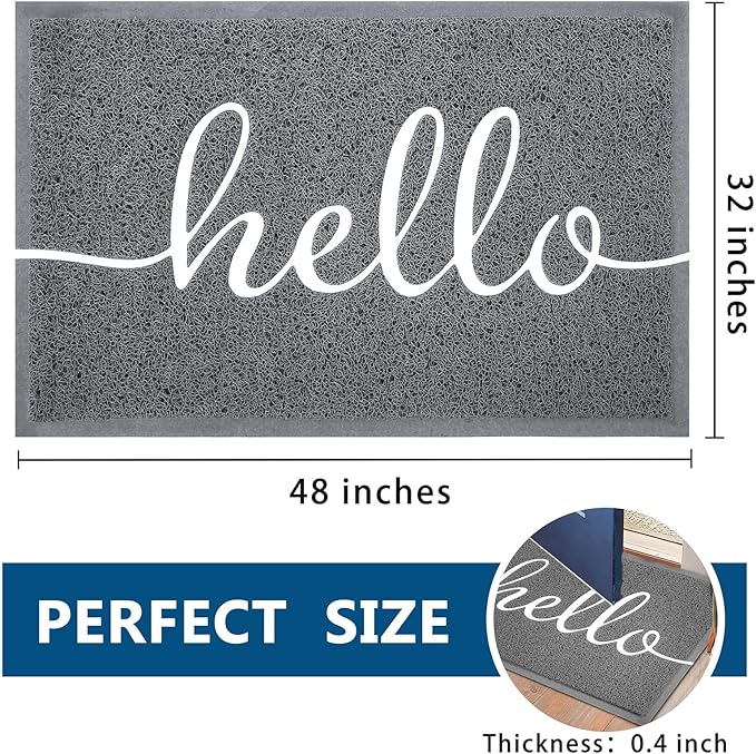 EARTHALL Funny Hello Mats Outdoor/Indoor, Front Door Mat Outside Entrance, Inside Outside Mats for Home Entrance, Funny Doormat Outdoor/Indoor Entrance, Front Porch Decor for Farmhouse 48"x32"