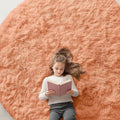 OLANLY Muted Orange Round Rugs for Bedroom - Machine Washable, 7 ft Circle Area Rugs for Living Room, Soft and Fluffy Shaggy Carpet for Teen Girl and Boys, Nursery Rooms, Dorms, Home Decor Aesthetic