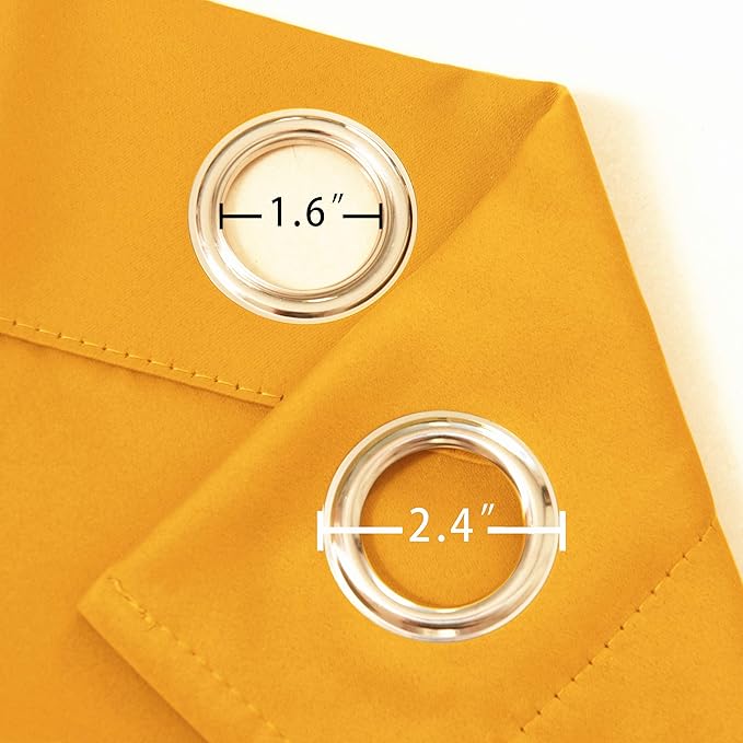LEMOMO Yellow Blackout Curtains 34 x 63 Inch Length/Set of 2 Curtain Panels/Thermal Insulated Room Darkening Blackout Curtains for Bedroom
