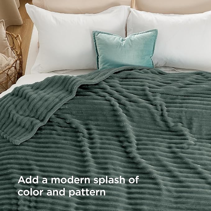 Bedsure GentleSoft Mallard Green Fleece Blanket for Couch - Cozy Soft Blankets for Women, Cute Small Throws for Girls, 90x90 Inches