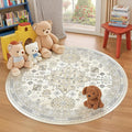 zesthome Washable Round Area Rugs - Non-Slip 6ft Round Rugs, Ultra-Thin Large Circle Rugs for Living Room, Soft Low Pile Rug for Bedroom, Kitchen, Nursery - Vintage Stain Resistant Round Rug