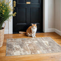 2x4 Washable Entryway Runner Rug: Abstract Small Area Rug Soft Non Slip Door Mat for Hallway Low Pile Thin Stain Resistant Floor Carpet for Kitchen Bedroom Bathroom Bedside Indoor(2x4,Brown/Brick)