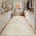 4x10 Wide Hallway Runner Rug: Washable Soft Rug Runners for Living Room Bedroom Ktichen, Stain Resistant Low Pile Area Rugs Non Slip Floor Carpet (Beige, 4x10)