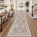 3x18 Runner Rug for Hallway, Non-Slip Long Kitchen Mats for Floor, Vintage Washable Rug for Entryway, Soft Hallway Runner for Dining Room, Bedroom, Living Room(Orange,3'x18')
