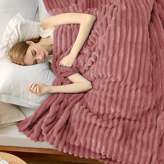 Bedsure GentleSoft Dusty Pink Fleece Queen Blanket for Couch - Super Soft Cozy Blankets for Women, Cute Small Blanket for Girls, 90x90 Inches