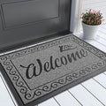 Yimobra Welcome Mat, Heavy Duty Sturdy Door Mats for Home Entrance Outdoor Indoor, Front Doormat for Outside Patio Floor Entry Porch Garage Office, Waterproof, Low Profile, 29.5x17, Black Grey
