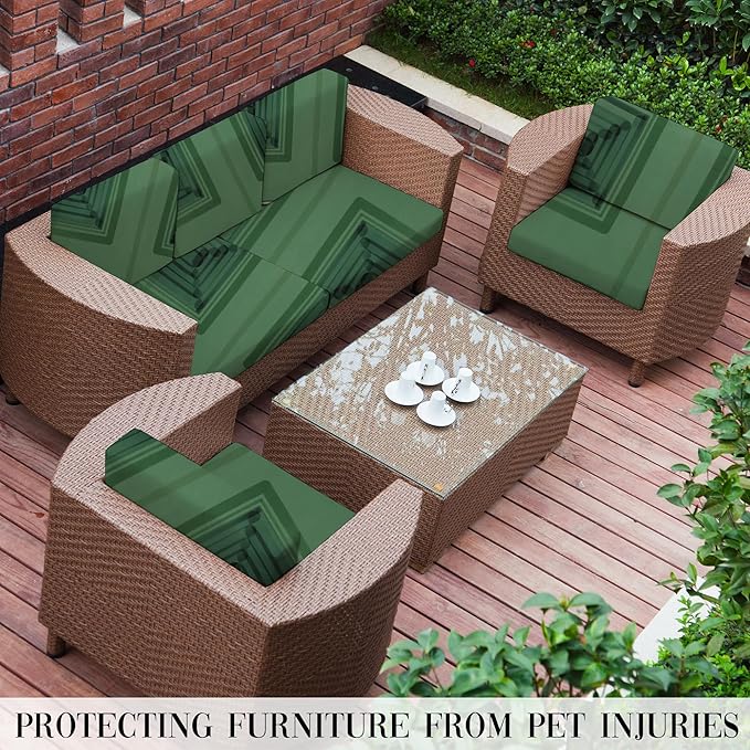 Outdoor Cushion Covers Set,8PCS Patio Furniture Couch Seat Slipcovers, Replacement for Sofa Sectional Chair(Cover，Only)