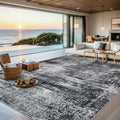 6x9 Area Rugs for Living Room - Washable Rug Modern Abstract Soft Large Neutral Non-Slip Carpet Indoor Floor Thin Carpets for Bedroom Dining Room Farmhouse Nursery Home Office Dark Black