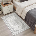 Madane Washable Area Rug 2x3, Small Entryway Rug Non-Slip Vintage Door Mat Indoor Entrance, Low Pile Floor Carpet for Inside Front Door Bedroom Kitchen Entry Laundry (2'x3', Grey)