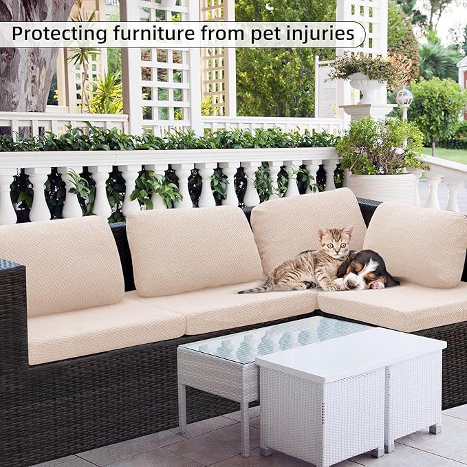 Outdoor Cushion Covers Set,8PCS Patio Furniture Couch Seat Slipcovers, Replacement for Sofa Sectional Chair(Cover，Only)