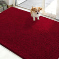 OLANLY Dog Door Mat for Muddy Paws 48x30, Absorbs Moisture and Dirt, Absorbent Non-Slip Washable Doormat, Quick Dry Chenille Mud Mat for Dogs, Entry Indoor Entryway Carpet for Inside Floor, Red