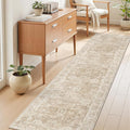 Madane Runner Rug 2x8 for Hallway, Kitchen Non-Slip Runner Rug with Rubber Backing, Vintage Soft Low Pile Throw Neutral Carpet Runner for Laundry Room Entryway Bathroom Bedroom (2 x 8, Beige/Brown)
