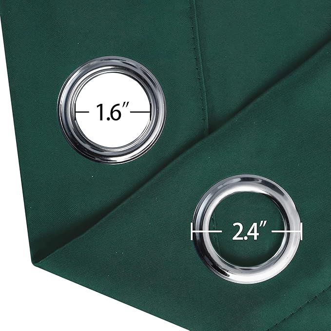 LEMOMO Blackout Curtains 66 x 95 inch/Dark Green Curtains Set of 2 Panels/Thermal Insulated Room Darkening Bedroom Curtains