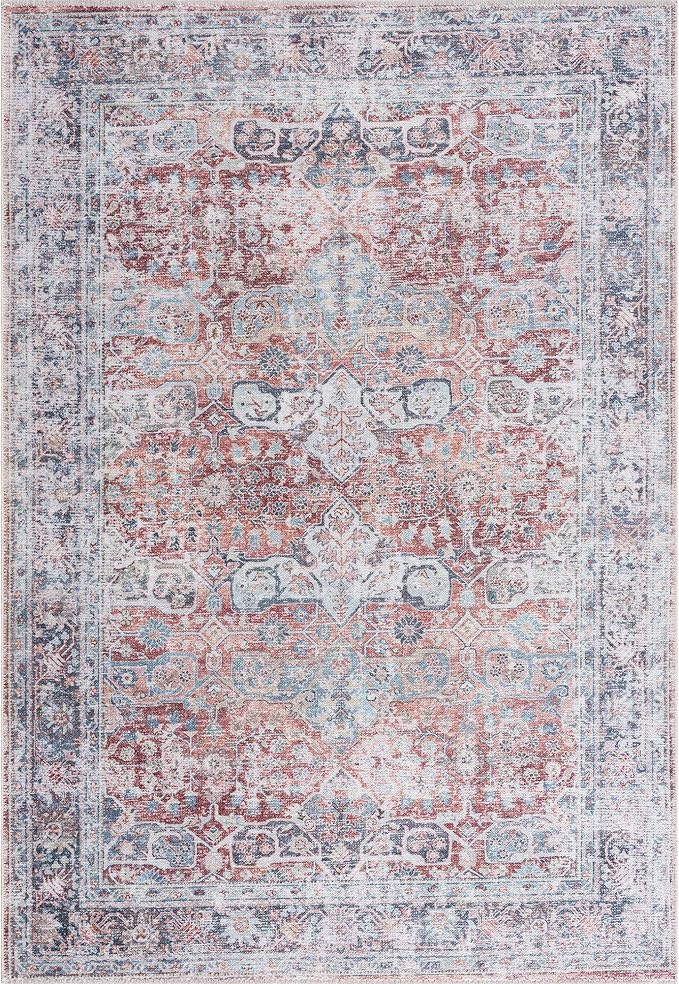 Machine Washable Cotton Area Rug, 4x6 Flat Weave
