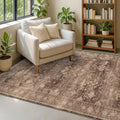 Hazo Haus Taupe Brown 5x8 Rug for Living Room - Vintage Traditional Dark Neutral Geometric, Washable Foldable Non-Slip Area Rugs for Dining Under Table, Home Office, Guest Room