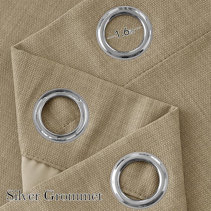 NICETOWN Faux Linen Oatmeal Blackout Curtains 84 inches Long for Living Room - Privacy Panels for Bedroom, Modern Farmhouse Style Easy Care Grommet Top, 2 Panels, W52 by L84
