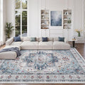 zesthome 8x10 Area Rugs,Stain Resistant Washable Rug,Ultra-Thin Rugs for Living Room,Bedroom,Non-Slip Backing Home Decor Large Area Rug (Blue,8'x10')
