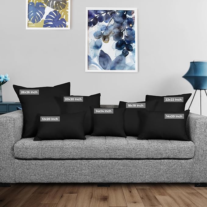 Utopia Bedding 12x20 Pillow Inserts, Set of 2, Black – Indoor Decorative Throw Pillows for Bed, Sofa & Couch – Soft, Supportive & Fluffy Cushion Inserts
