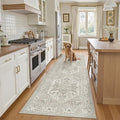 Madane Runner Rug 2'6''x8' Kitchen Runners, Printed Vintage Washable Hallway Rugs Soft Non-Slip Low Pile 2.5x8 ft Runners for Hallways Laundry Room Rug, Beige/Brown