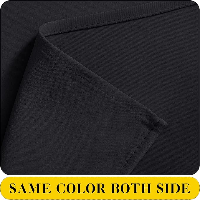 NICETOWN Black Blackout Curtains with Attached Valance, Solid Room Darkening Window Treatment Drapes/Draperies for Bedroom (2 PCs, 52 inches Wide by 45 inches Long)