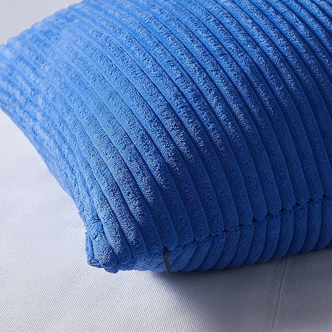 Topfinel Euro Shams Decorative Throw Pillow Covers 26x26 Inch Set of 4,Soft Accent Corduroy Striped Blue Gradient Color Large Cushion Cover for Beach,Patio,Balcony,Living Room,Summer Home Decor