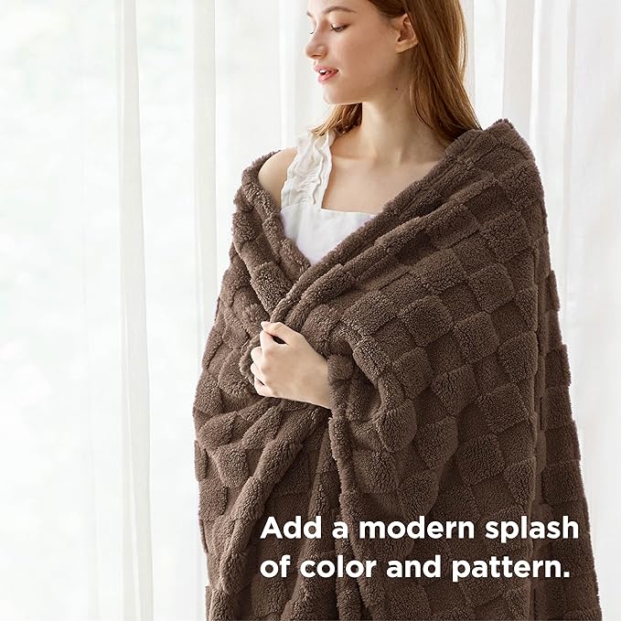 Bedsure GentleSoft Brown Throw Blanket for Couch - Super Soft Cozy Blankets Gifts for Kids Girls, Cute Small Fleece Throws for Bedroom Home Decor, 50x70 Inches
