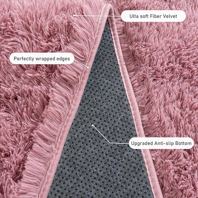 Rugs for Living Room 8x10, Soft Shaggy Modern Shag Area Rug for Bedroom, Upgrade Non-Slip Plush Fluffy Carpet for Kids Boys Girls Room Home Decor Aesthetic, Blush