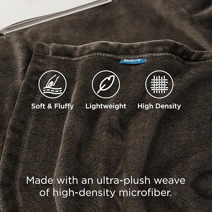 Bedsure GentleSoft Fleece Throw Blanket Brown - 300GSM Blankets for Couch, Sofa, Bed, Soft Lightweight Plush Cozy Throws for Toddlers, 50x60 inches