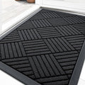 OLANLY Front Door Mat Outside Entrance 35x23, Absorbent, Heavy Duty Sturdy Natural Rubber Doormat Indoor Outdoor, Stain and Fade Resistant, Non-Slip Low Profile Floor Mat for Entryway, Black Diamond