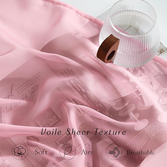 NICETOWN Soft Sheer Pink Curtains 96 inches Long for Bedroom, Grommet Airy & Breathable with Light Filtering Window Treatments for Princess/Party, W54 x L96, 2 Panels