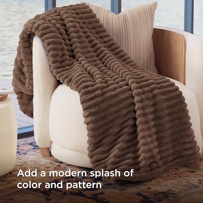 Bedsure GentleSoft Brown Fleece Blanket for Couch - Cozy Soft Blankets for Women, Cute Small Throws for Girls, 60x80 Inches