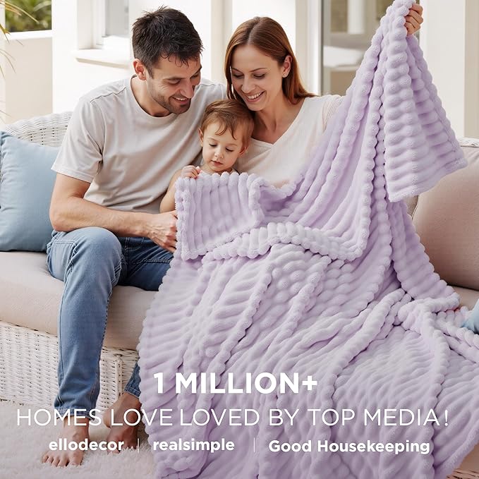 Bedsure GentleSoft Lavender Fog Fleece Blanket for Couch - Super Soft Cozy King Blankets for Women, Cute Small Blanket for Girls, 108x90 Inches