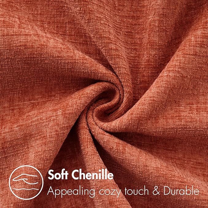 MIULEE Pack of 2 Couch Throw Pillow Covers 20x20 Inch Soft Burnt Orange Chenille Pillow Covers for Sofa Living Room Solid Dyed Pillow Cases