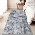 3x6 Washable Entryway Runner Rug: Non Slip Wide Hallway Runners Easy-to-Clean - Soft Living Room Bedroom Kitchen Carpet - Thin Low Pile Printed Floor Mat for Dining Room Black Grey