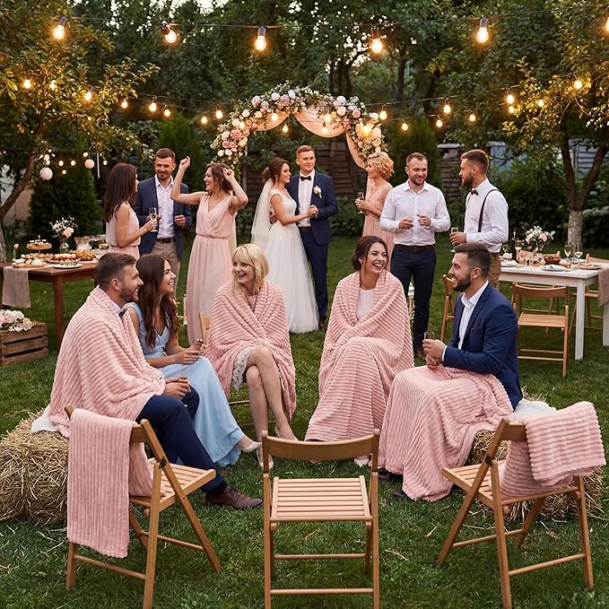 Buryeah 6 Pcs Flannel Throw Blanket Bulk 50 x 60 in Sleepover Blanket Outdoor Wedding Throw Lightweight, Oeko-tex Standard 100 Certified for Sofa Homeless Gifts (Vintage Pink)